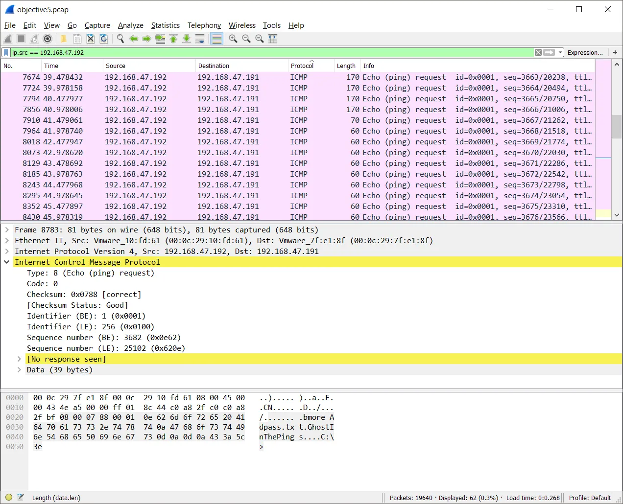 Wireshark filtered